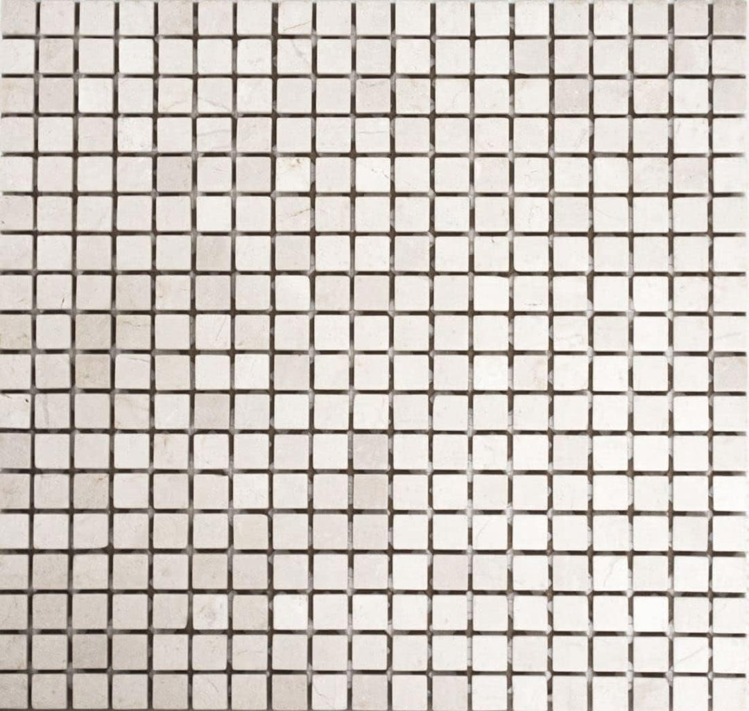 Mosaik Quadrat uni Botticino Anticato Marmor Naturstein Küche, Mosaikstein Format: 15x15x8 mm, Bogen