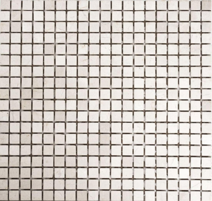 Mosaik Quadrat uni Botticino Anticato Marmor Naturstein Küche, Mosaikstein Format: 15x15x8 mm, Bogen