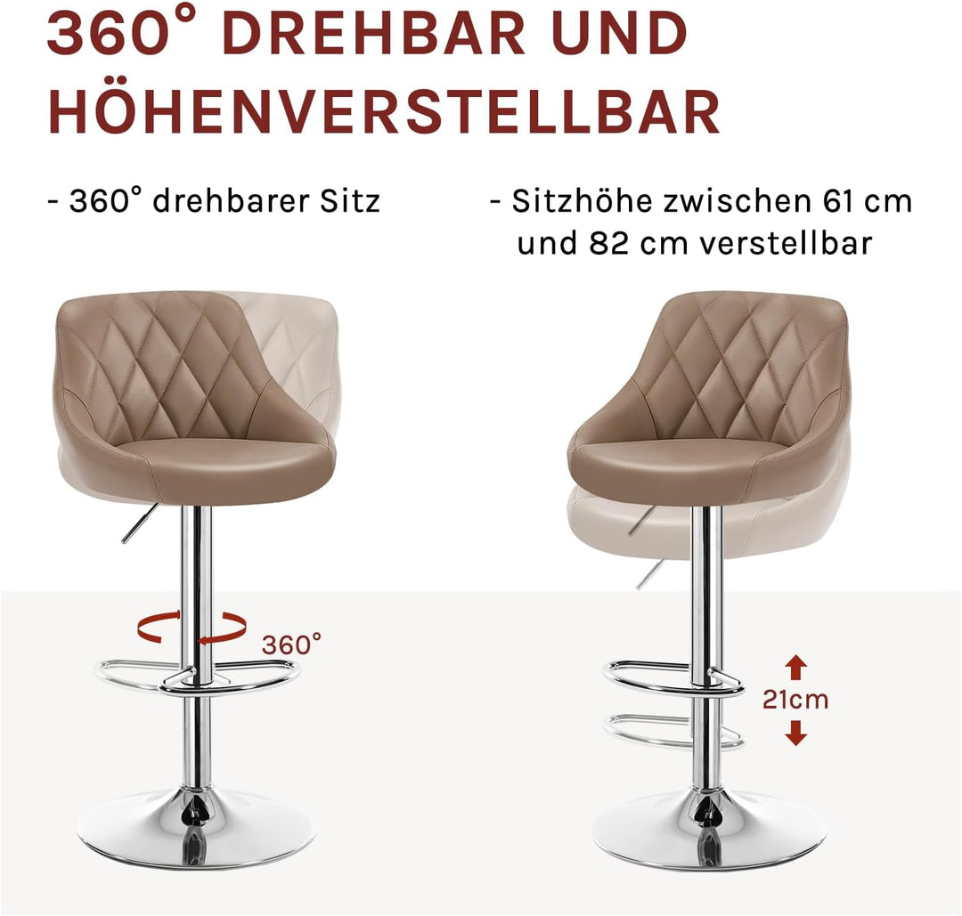 WOLTU BH23kk-1 1er Barhocker Barstuhl, leichte reinige Kunstleder, Gute gepolsterte Sitzfläche, Höhe