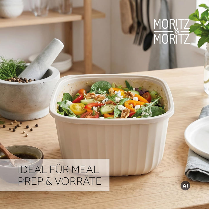 Moritz &amp; Moritz Vorratsdosen 4er Set luftdicht mit Deckel quadratisch creme