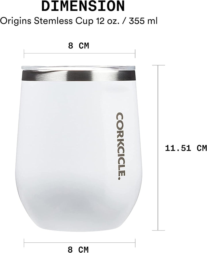 Corkcicle Isolierflasche, Edelstahl, Gloss White, 35,5 cl 355 ml Gloss White, 355 ml Gloss White