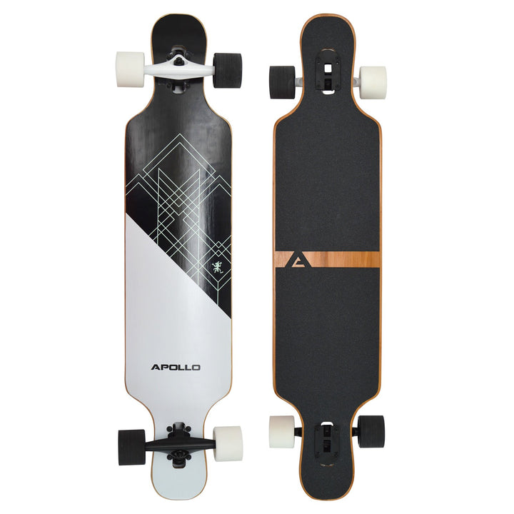 Apollo Longboard, Komplettboard mit Deck aus Bambus & Fiberglas, High-End Board mit ABEC 9 Kugellage