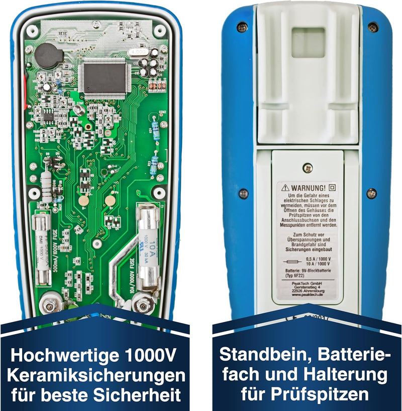 PeakTech 3355 - Digital Multimeter, Wasserdicht (IP67), LCD-Display, 4000 Counts, Handmultimeter, Au