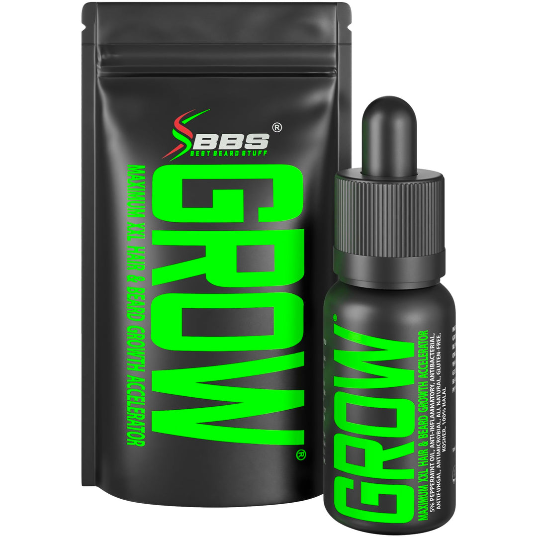 GROW Maximum XXL Beard Growth &amp; Mustache Accelerator Serum - Beard Growth Oil for Men to Fix Patchy