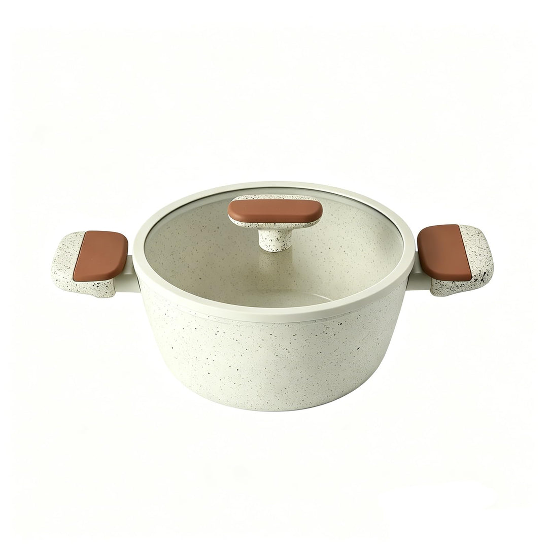 MSMK 20 cm Creme Keramik Antihaft Milchtopf mit Deckel, Für alle Herdarten geeignet, Induktionsgeeig