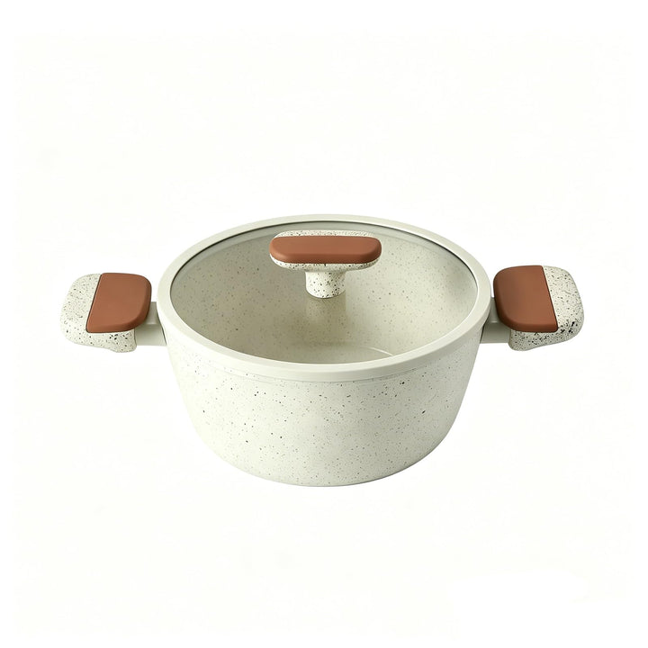 MSMK 20 cm Creme Keramik Antihaft Milchtopf mit Deckel, Für alle Herdarten geeignet, Induktionsgeeig