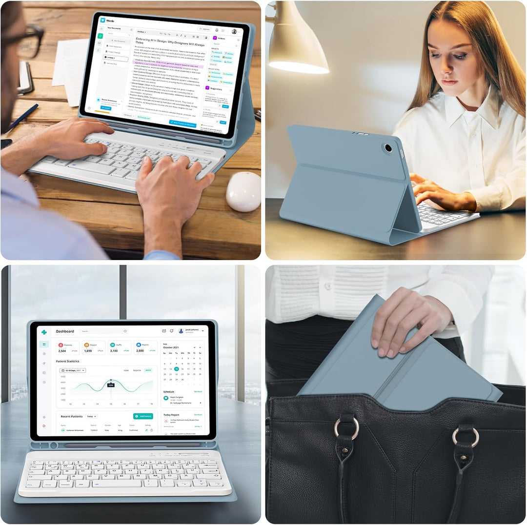 Hülle mit Tastatur für Samsung Galaxy Tab A11 8,7 Zoll(SM-X130), Blau | Magnetisch Abnehmbarer Tasta