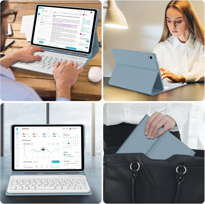 Hülle mit Tastatur für Samsung Galaxy Tab A11 8,7 Zoll(SM-X130), Blau | Magnetisch Abnehmbarer Tasta
