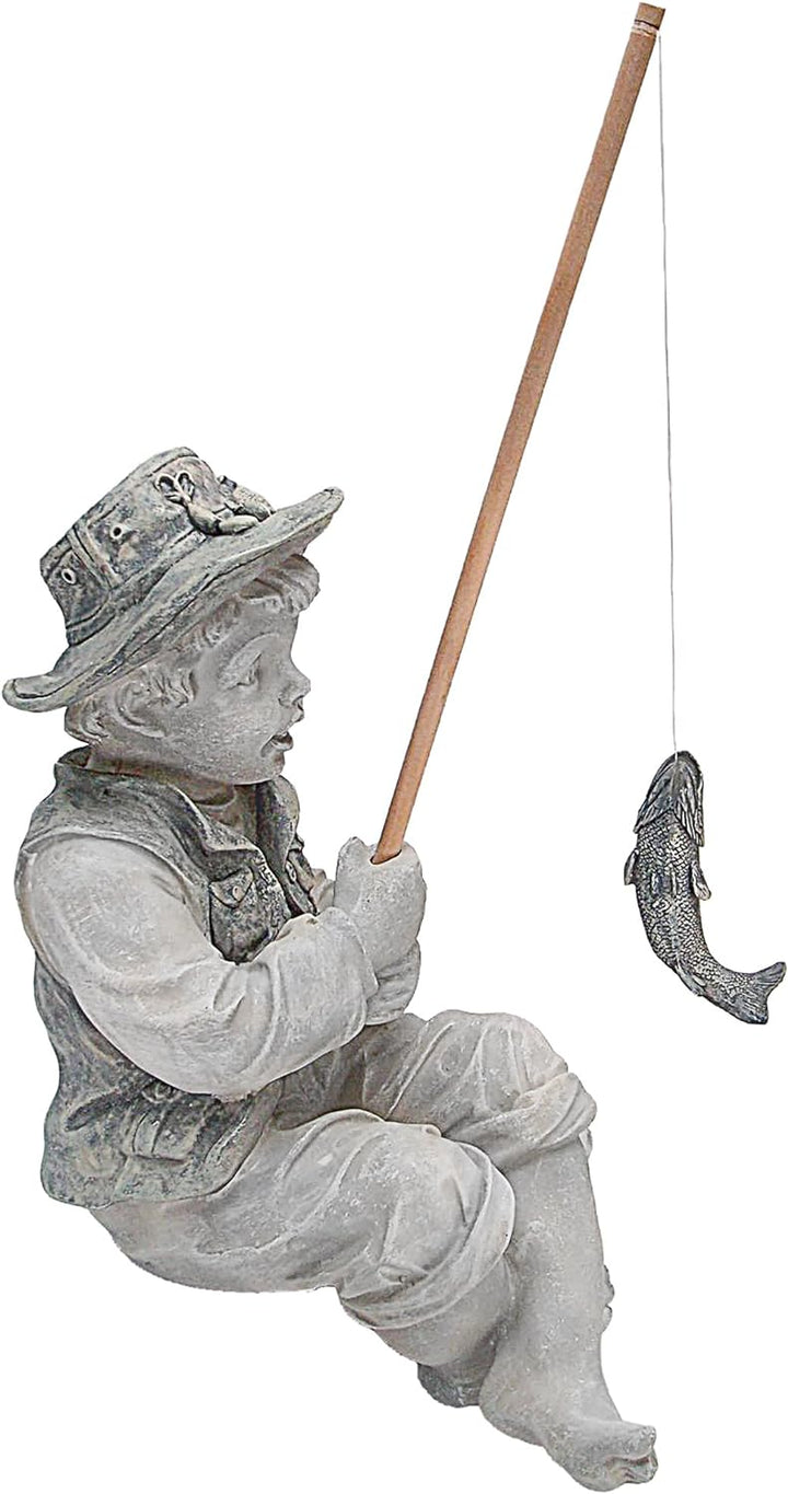 Design Toscano Junge Frederic mit Angel Figur, Masse: 38 x 24 x 17 cm, Frederic