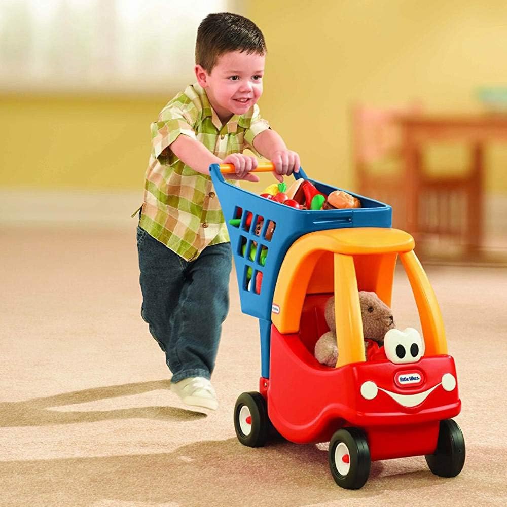 Little Tikes Cozy Einkaufswagen. Spielzeugrollwagen für Kinder ab 18 Monaten, Rot/Gelb