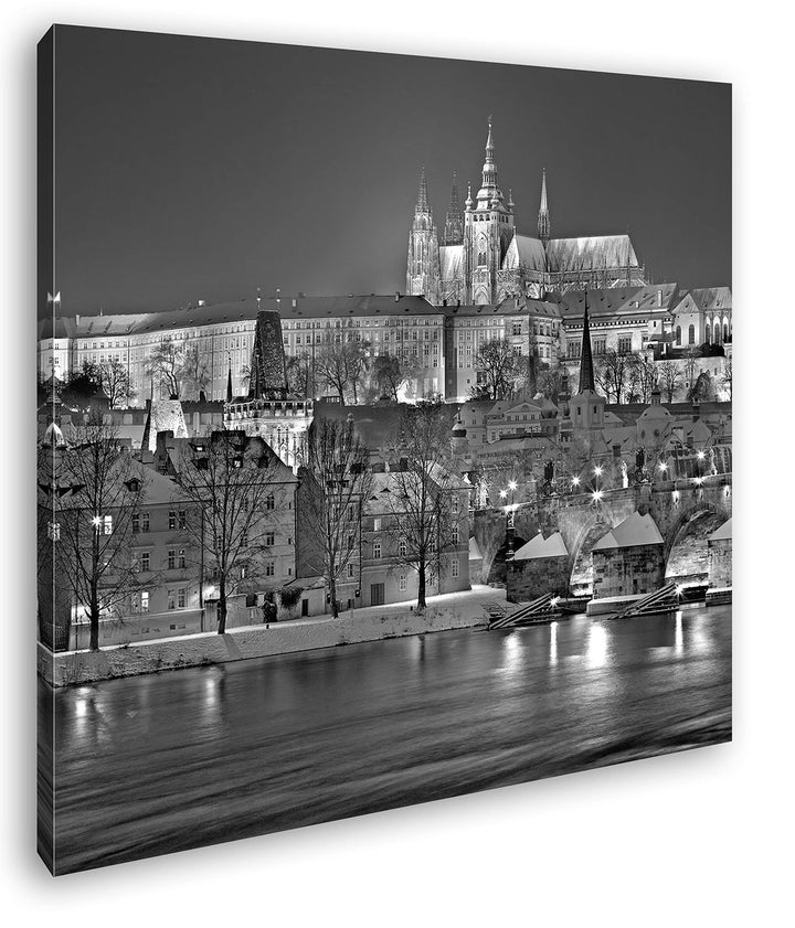 deyoli erhellendes Prag bei Nacht Format: 60x60 Effekt: Schwarz&amp;Weiss als Leinwandbild, Motiv fertig