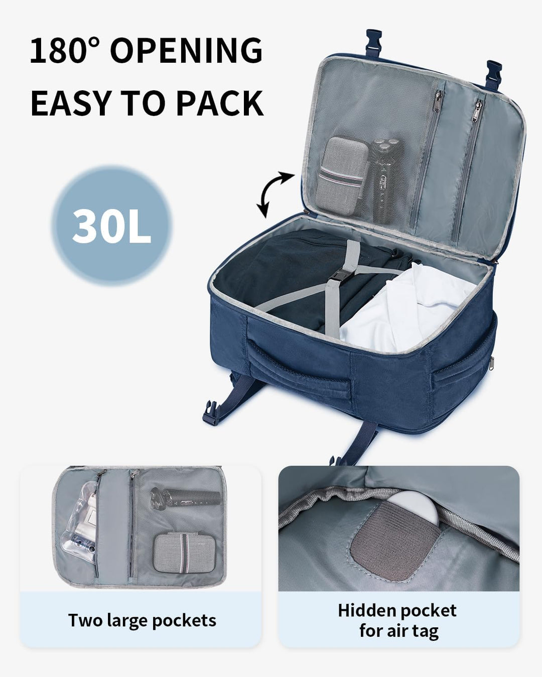 ECOHUB Rucksack Easyjet Handgepäck 45x36x20, Reiserucksack Gepäck Laptop Daypacks, PET-Recycelte Umw