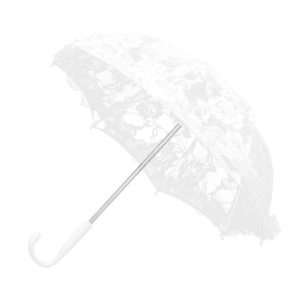 Mumusuki Weisser Spitze-Regenschirm-Handwerks-Blumen-Stickerei-Regenschirm-Gebrauch für Brautpartei-