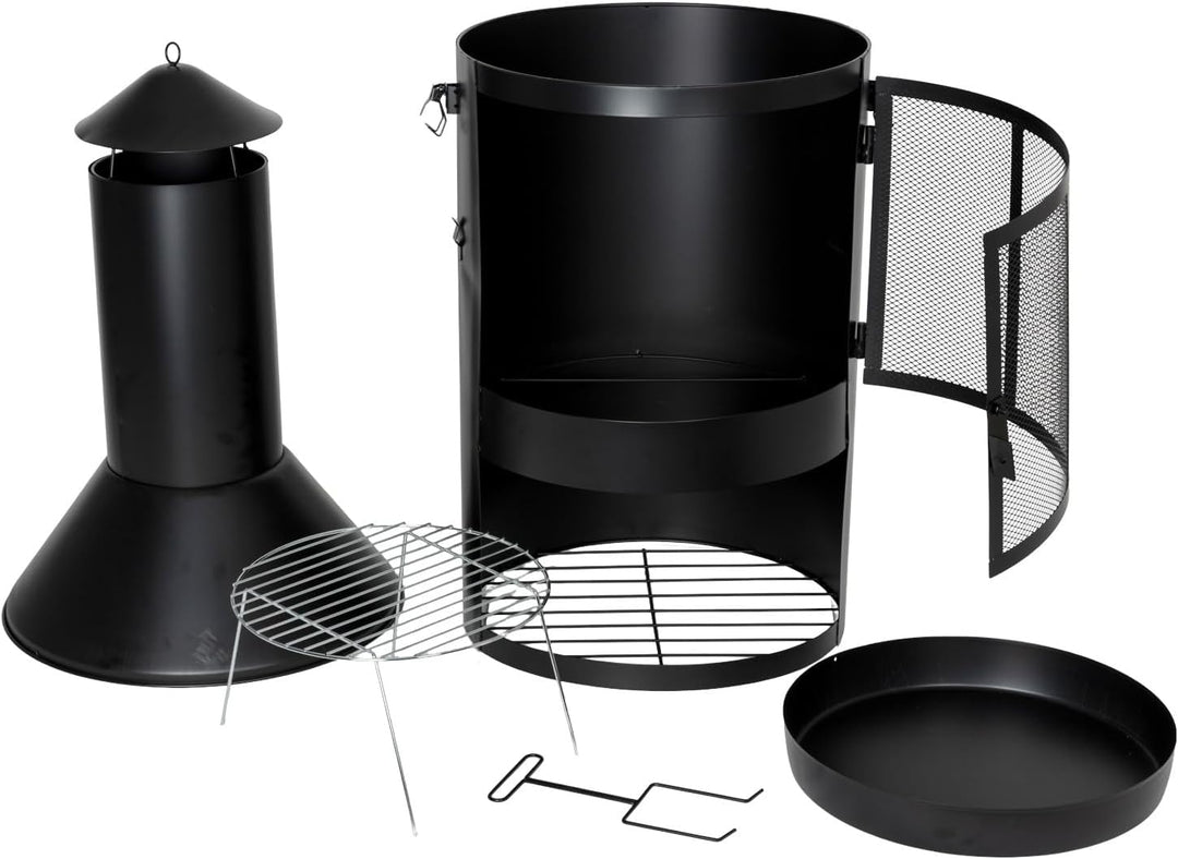 BURI Garten- und Terrassenkamin 134x45cm pulverbeschichtet Gartengrill Gartenkamin Feuerstelle Grill
