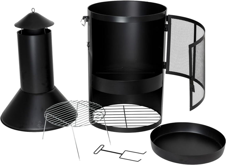 BURI Garten- und Terrassenkamin 134x45cm pulverbeschichtet Gartengrill Gartenkamin Feuerstelle Grill