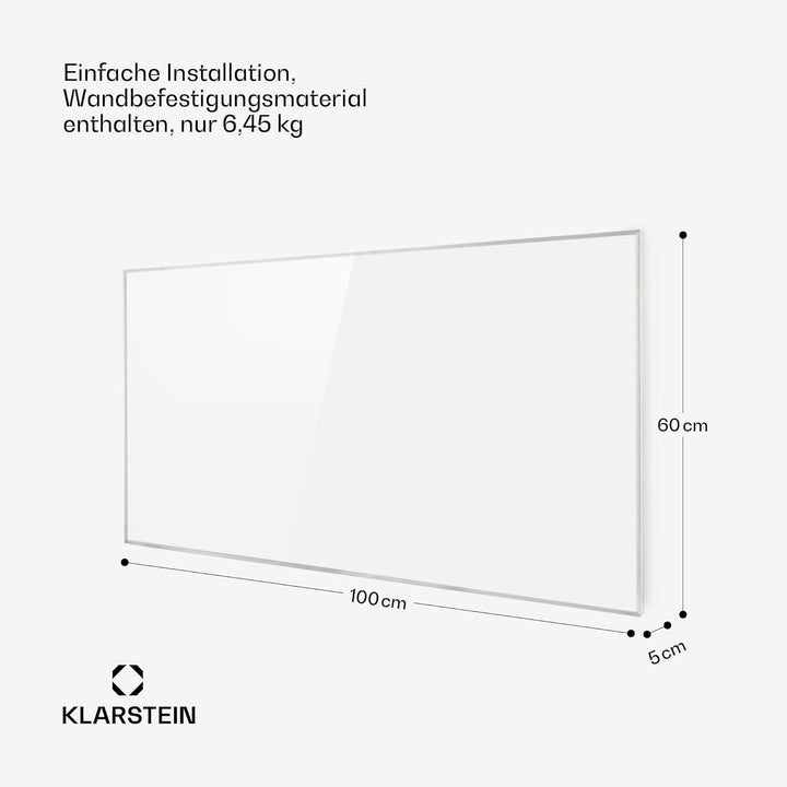Klarstein Infrarotheizung mit Thermostat, 600W Elektroheizung, Smart Home Infrarotheizung zur Wandmo