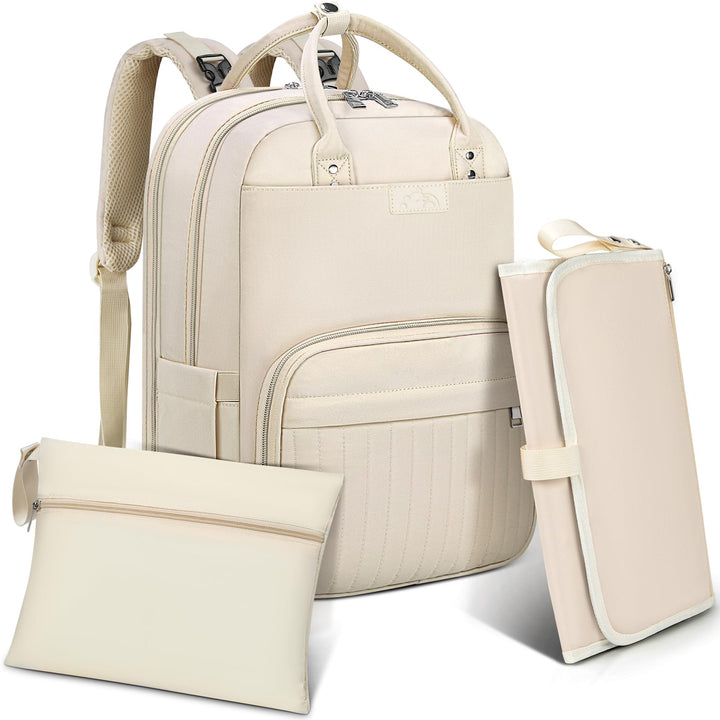 RAINSMORE Baby Wickelrucksack Gross Wickeltasche Rucksack mit Kinderwagengurten und Wickelunterlage