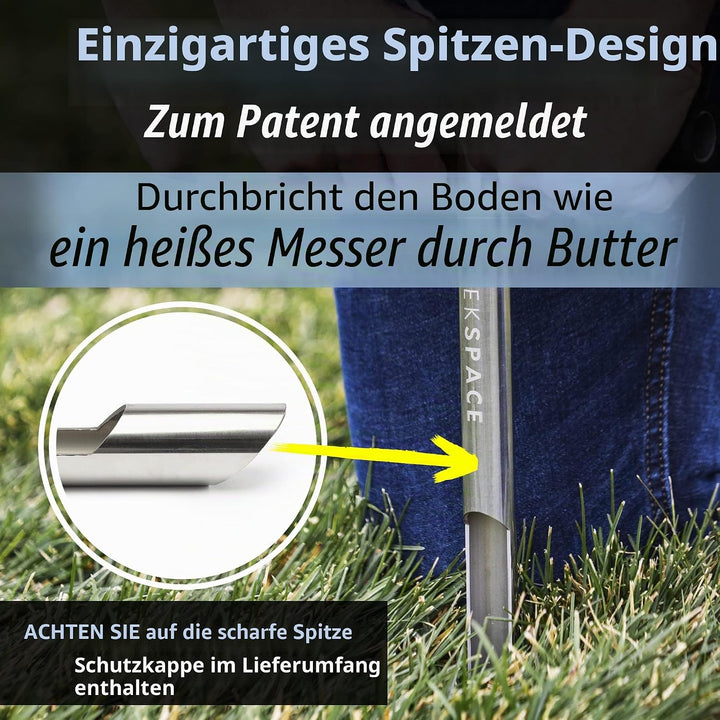 Sleekspace Bodensonde mit kleinen Bodenprobenbeuteln. 50,8 cm-Bodenprobensondenstab. Zum Patent ange
