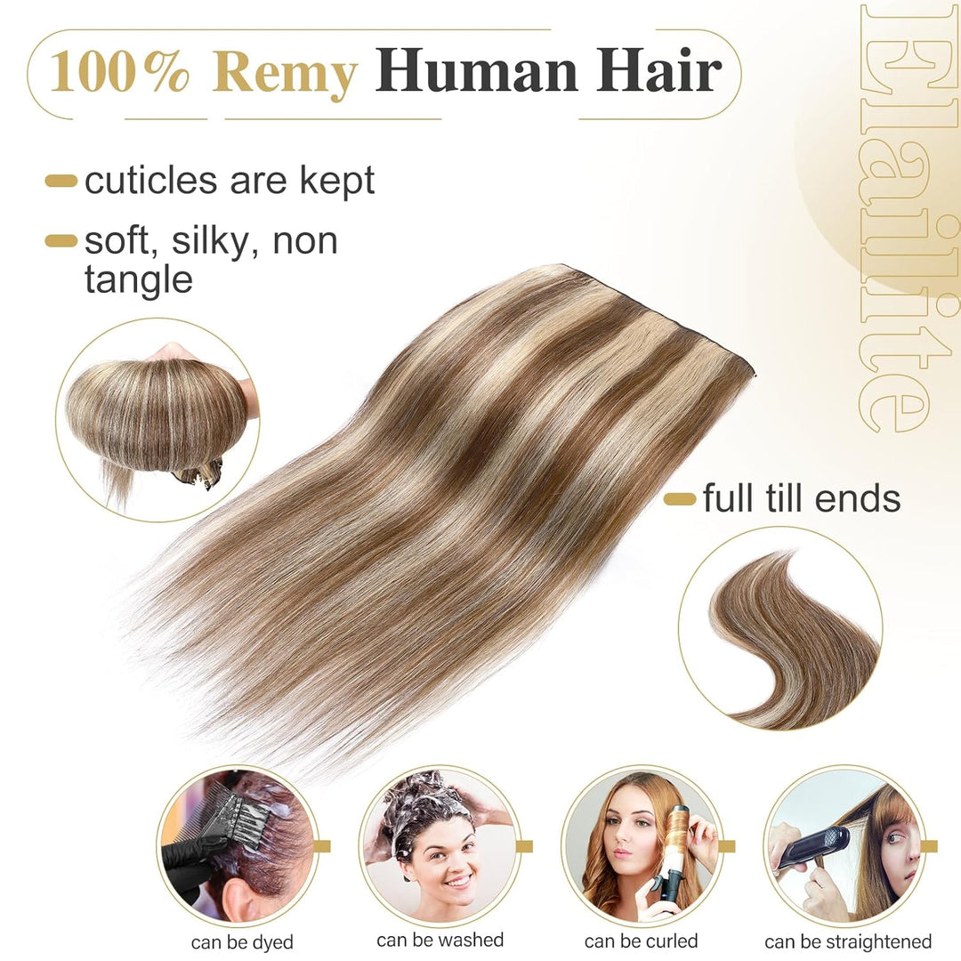 Elailite Clip in Extensions Echthaar Haarteile 100% Remy Haar Haarverlängerung Doppelt 8 Tressen dic