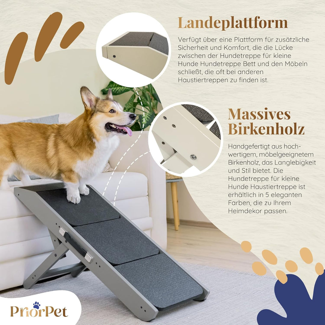 Hundetreppe für Bett & Sofa 2-in-1 Rampe, Höhenverstellbar 18-50 cm für Couch, leicht zu bewegen, Ha