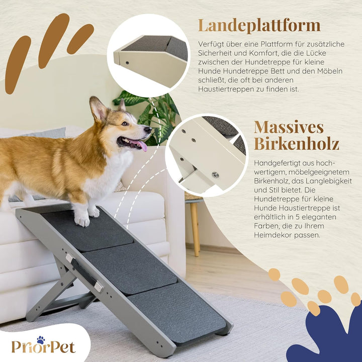 Hundetreppe für Bett & Sofa 2-in-1 Rampe, Höhenverstellbar 18-50 cm für Couch, leicht zu bewegen, Ha