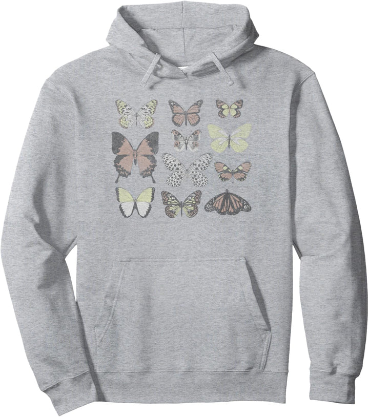 Trendy Colored Butterflies Grid Pullover Hoodie