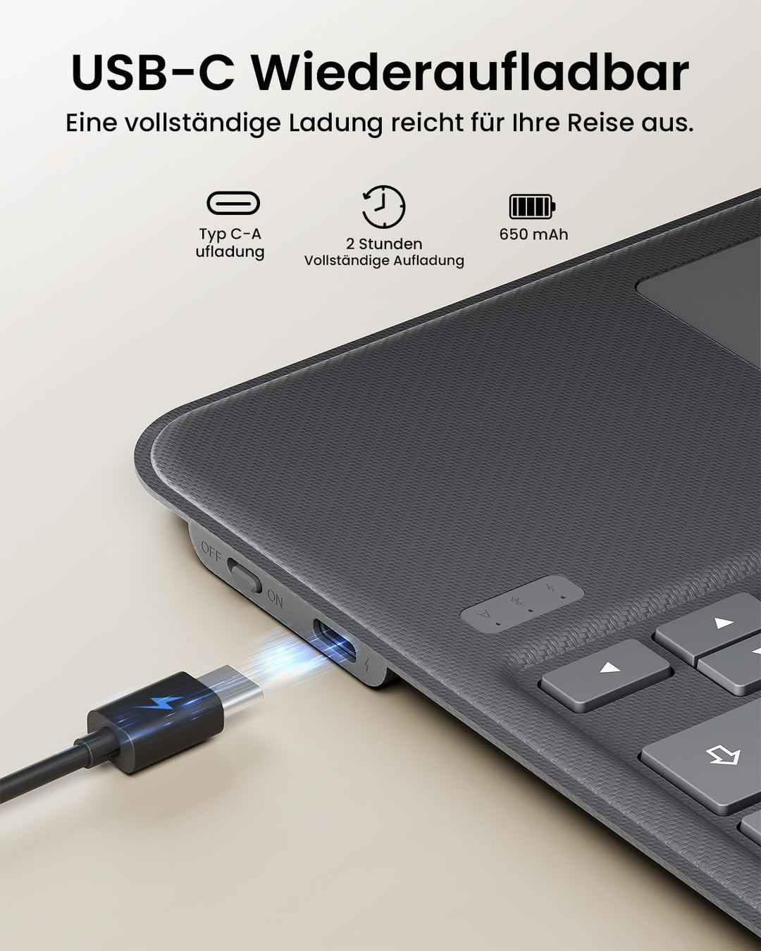 ProtoArc TK500 Hülle mit Tastatur für iPad Air 11" M3 2025/M2 2024, Magnetisch Abnehmbar iPad Tastat