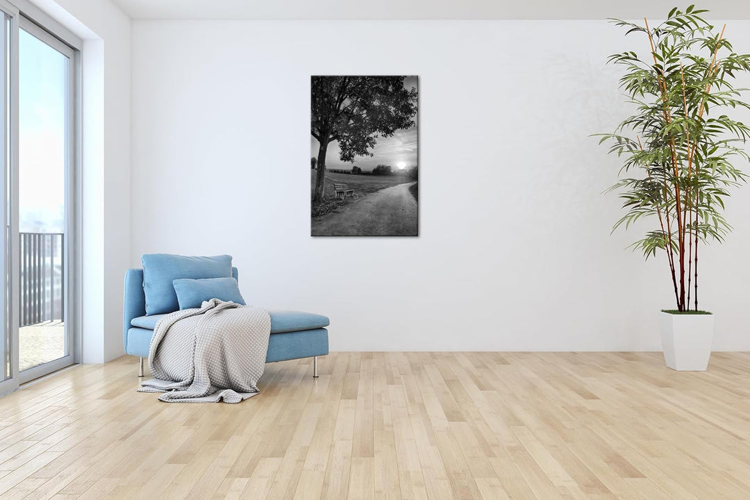 deyoli Spazierweg am Abend Format: 60x40 Effekt: Monocrome Blau als Leinwand, Motiv fertig gerahmt a