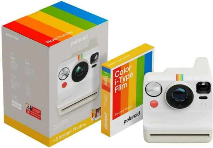 Polaroid Now Generation 3 Analoge Sofortbildkamera mit Zwei-Objektiv-Autofokus-System (weiss) und Fa