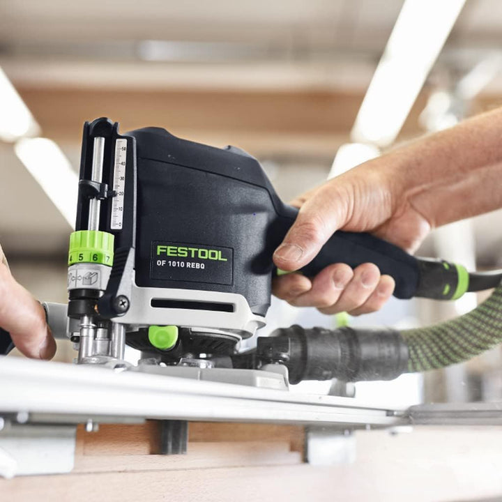 Festool Oberfräse OF 1010 REBQ-Plus (mit Spannzange, Seitenanschlag, Führungsschienen-Adapter, Spanf
