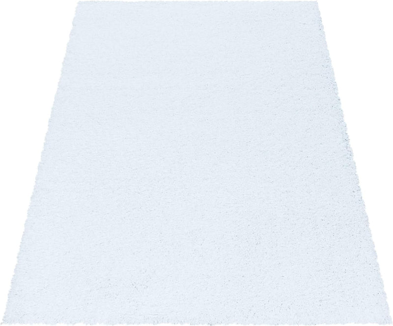 HomebyHome Teppich Wohnzimmer Shaggy Hochflor Weiss Schmutzabweisend 300x400 cm Gross Einfarbig - Fl