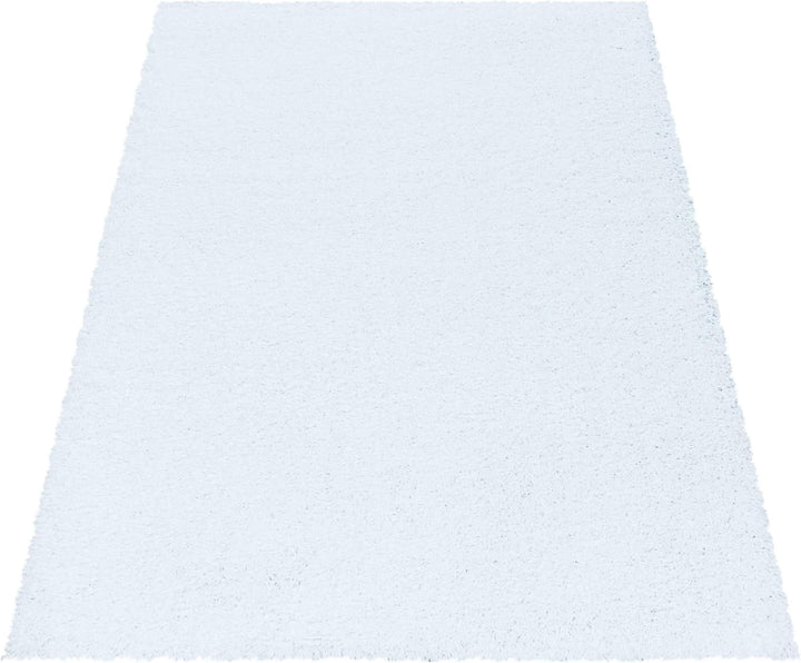 HomebyHome Shaggy Teppich Wohnzimmer Flauschiger Teppich Läufer Flur 80x250 cm Weiss Einfarbig - Hoc