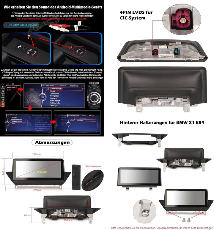 Erisin 10.25 Zoll 4GB + 64GB Android 11.0 Autoradio mit GPS Navi für BMW 5er F10 F11 CIC System Unte