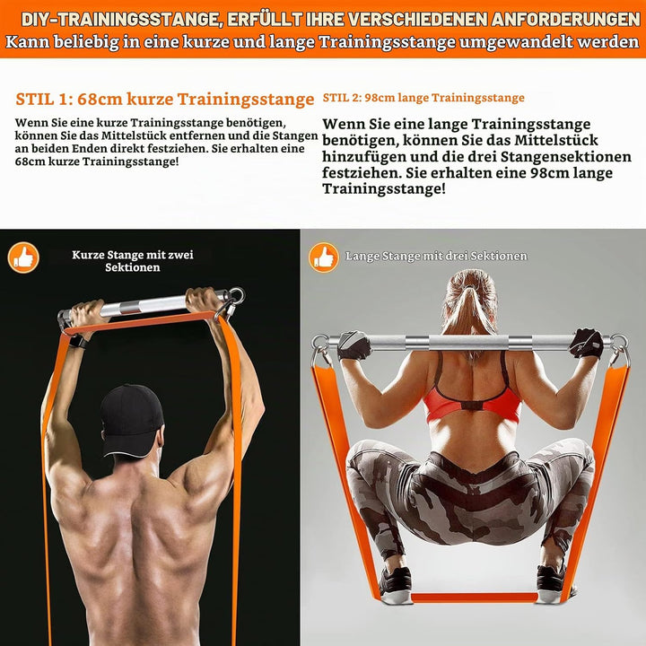 DASKING Fitnessbänder Widerstandsbänder Stange, Fitnessgeräte für Zuhause, 75cm/90cm/98cm Abnehmbare