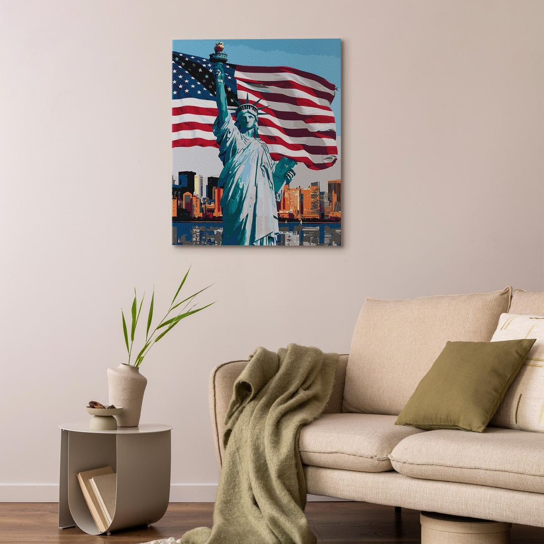 murando - Malen nach Zahlen Freiheitsstatue 40x60 cm Malset mit Holzrahmen auf Leinwand für Erwachse