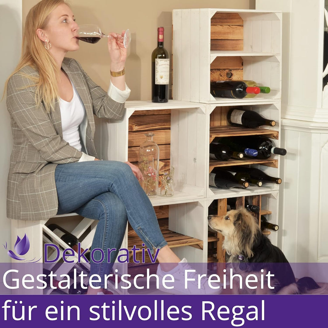 2 Set Weinregal Wino aus Holz - Greta Weiss 2X Regal Holzkiste 2 2x Weiss Regal, 2 2x Weiss Regal