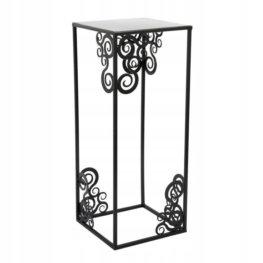Blumenständer Metall 60 x 24 cm - Solider Blumenhocker mit Ornamenten - Schwarz Pflanzenständer für