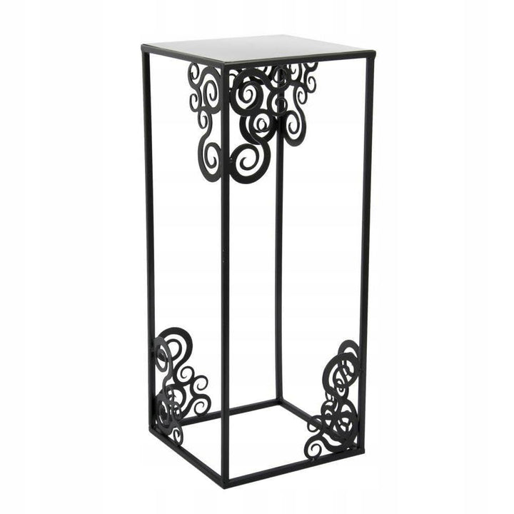 Blumenständer Metall 60 x 24 cm - Solider Blumenhocker mit Ornamenten - Schwarz Pflanzenständer für