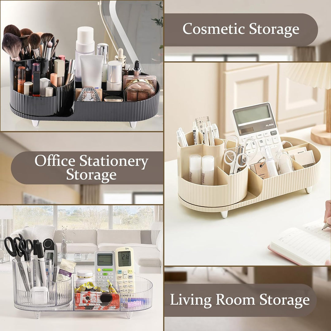Make Up Kosmetik Organizer, Skincare Organizer Schminktisch 360° Drehbar und Fach 2-in-1, Makeup Org