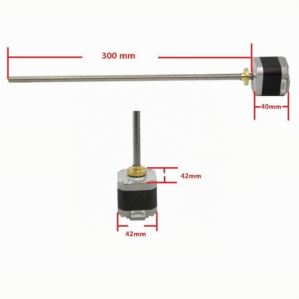 Iverntech NEMA 17 Schrittmotor mit Integrierter 300 mm T8 Leitspindel für RepRap Prusa i3 3D Drucker