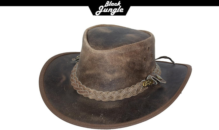 Black Jungle Bulat Lederhut, Westernhut, Australienhut, Cowboyhut XS Charcoal, XS Charcoal