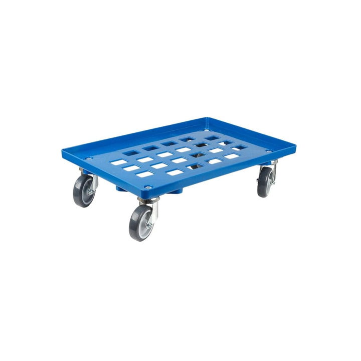 SparSet 2X Transportroller für Euroboxen 60x40cm mit Gummiräder blau | Gitter/Rasterdeck | 4 Lenkrol