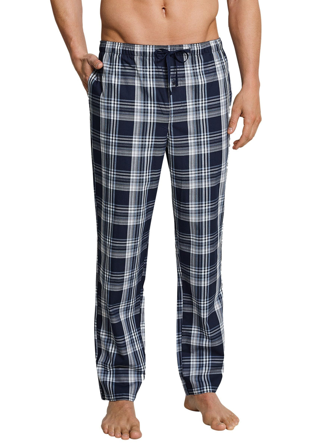 Schiesser Herren Lange Schlafhose Web-Mix + Relax Pyjamaunterteil 48/ S Dunkelblau-gem._163842, 48/