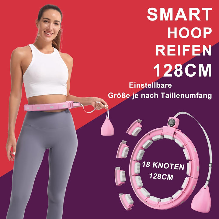 Smart Fitness Hoop Reifen mit Taillenband für Erwachsene &amp; Anfänger – Leiser Hula-Hoop zum Abnehmen,
