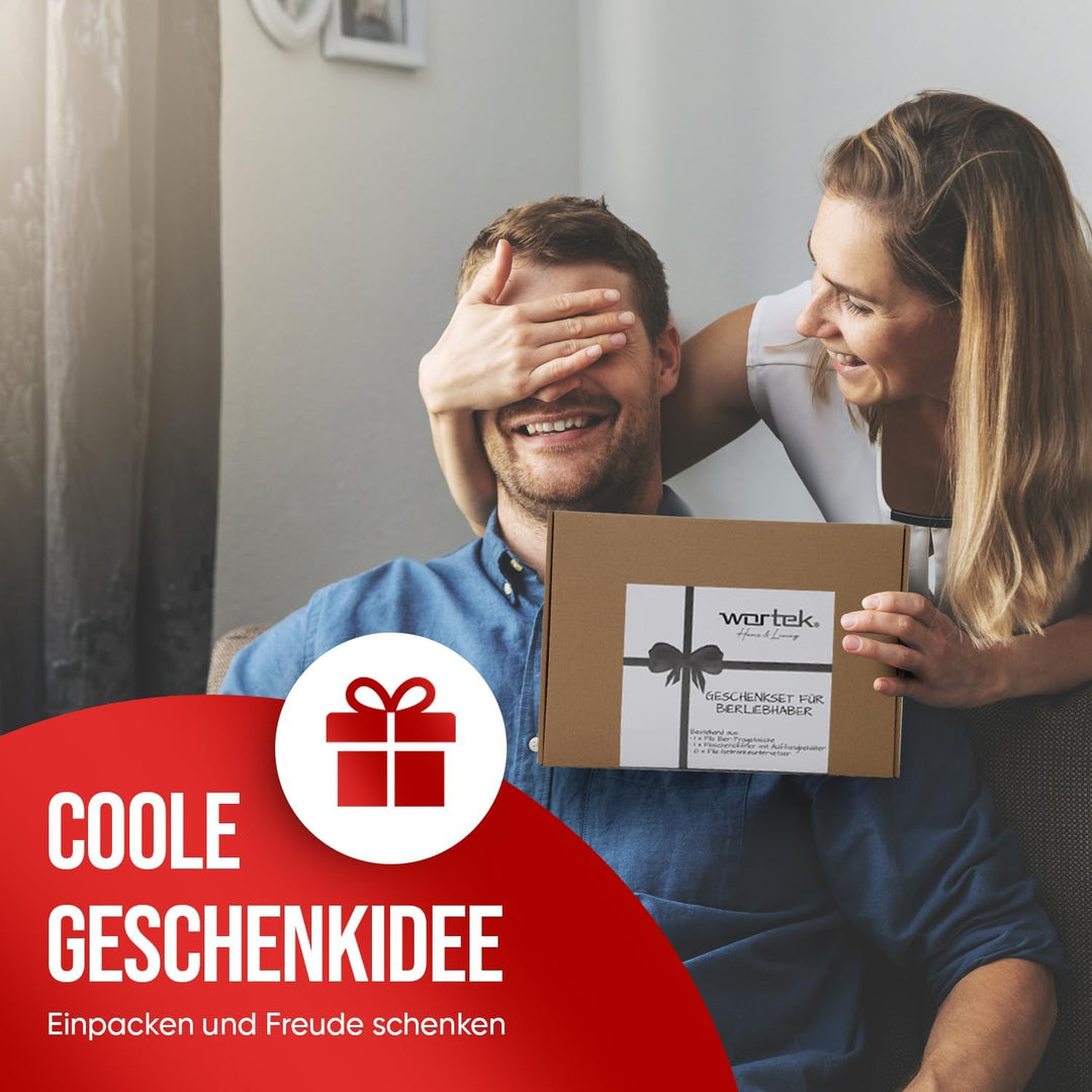 wortek Geschenkset Männer Geschenke Geburtstag - Männerhandtasche Bier Flaschenöffner mit Auffangbeh