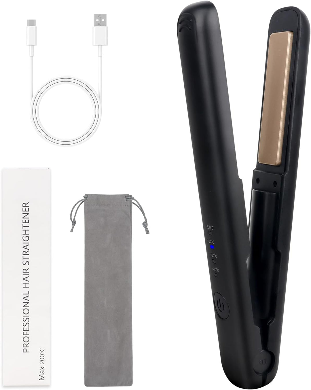Mini Glätteisen Kabellos, 2 in 1 Haarglätter Glätteisen, Kabelloses glätteisen mit 4 Temperaturen, g