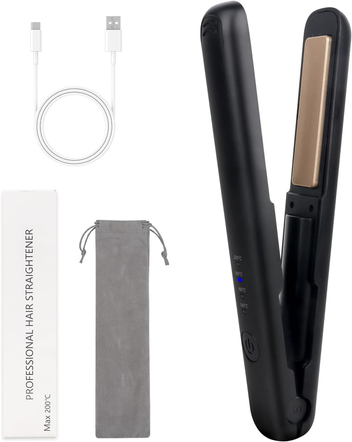 Mini Glätteisen Kabellos, 2 in 1 Haarglätter Glätteisen, Kabelloses glätteisen mit 4 Temperaturen, g