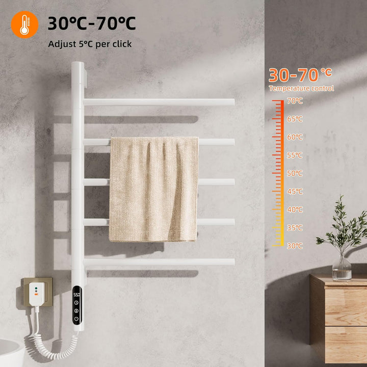 Badheizkörper Elektrisch 415x680mm 85W 180° Drehung Handtuchheizkörper Elektrisch Weiss Handtuchheiz