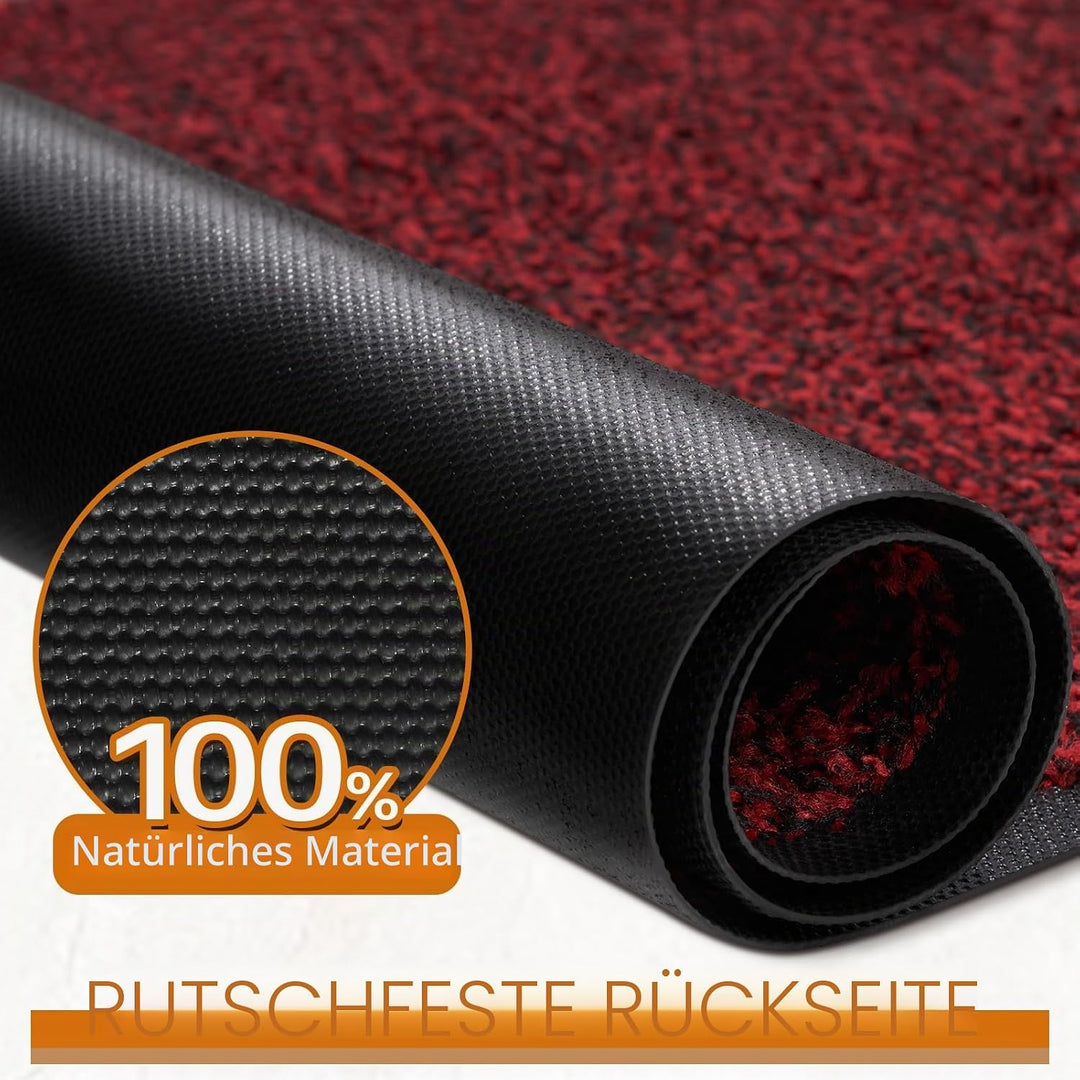 Mibao Schmutzfangmatte für drinnen und draussen, 60 x 120 cm, Rot-Schwarz, waschbare Barriere-Fussma