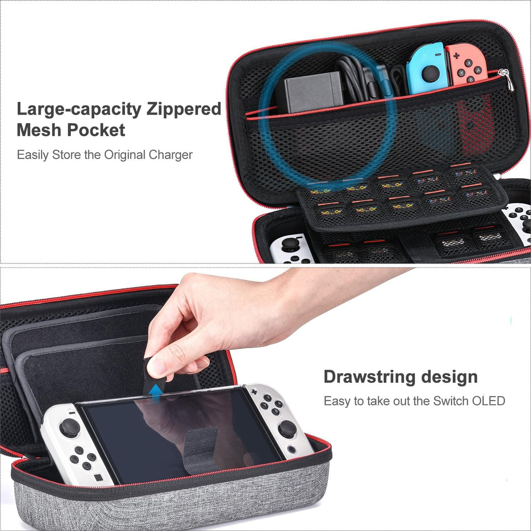 Switch Tasche für NS Switch OLED - innoAura 18 in 1 Switch Zubehör mit Switch Hülle, Switch Spiele A